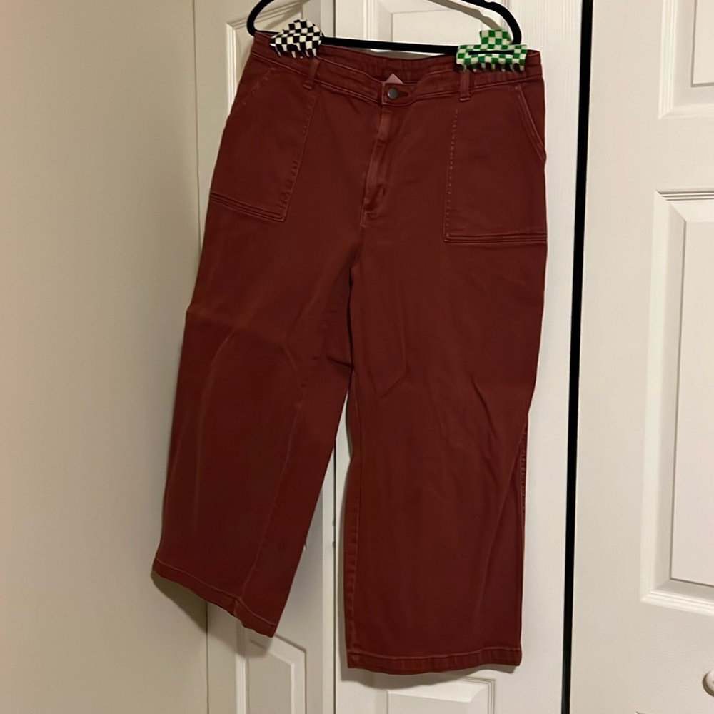 Red/rust high waisted and wide leg